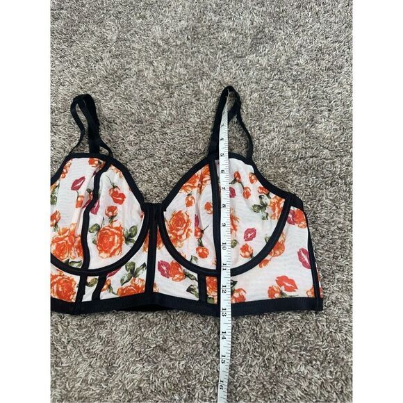 NWT Torrid Curve Unlined Longline Underwire Bra - Mesh Floral Lips Beige Plus 1 - Picture 8 of 11